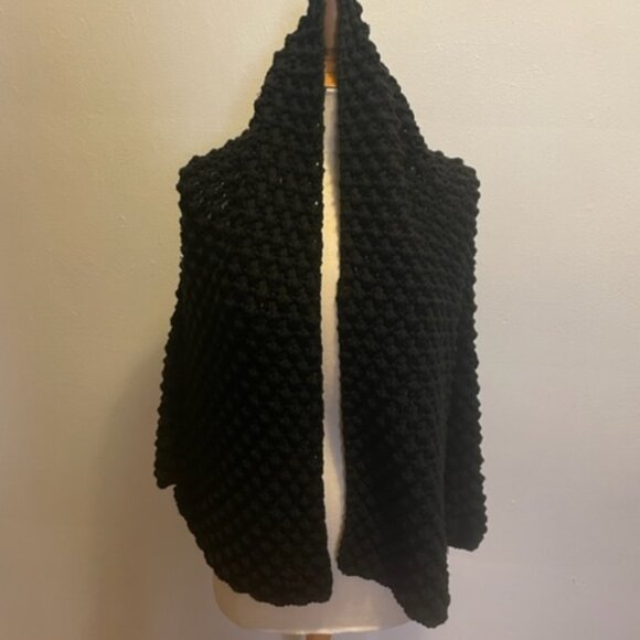 Behnaz Sarafpour Sweaters - Behnaz Sarafpour popcorn handknit shrug in black wool & cotton